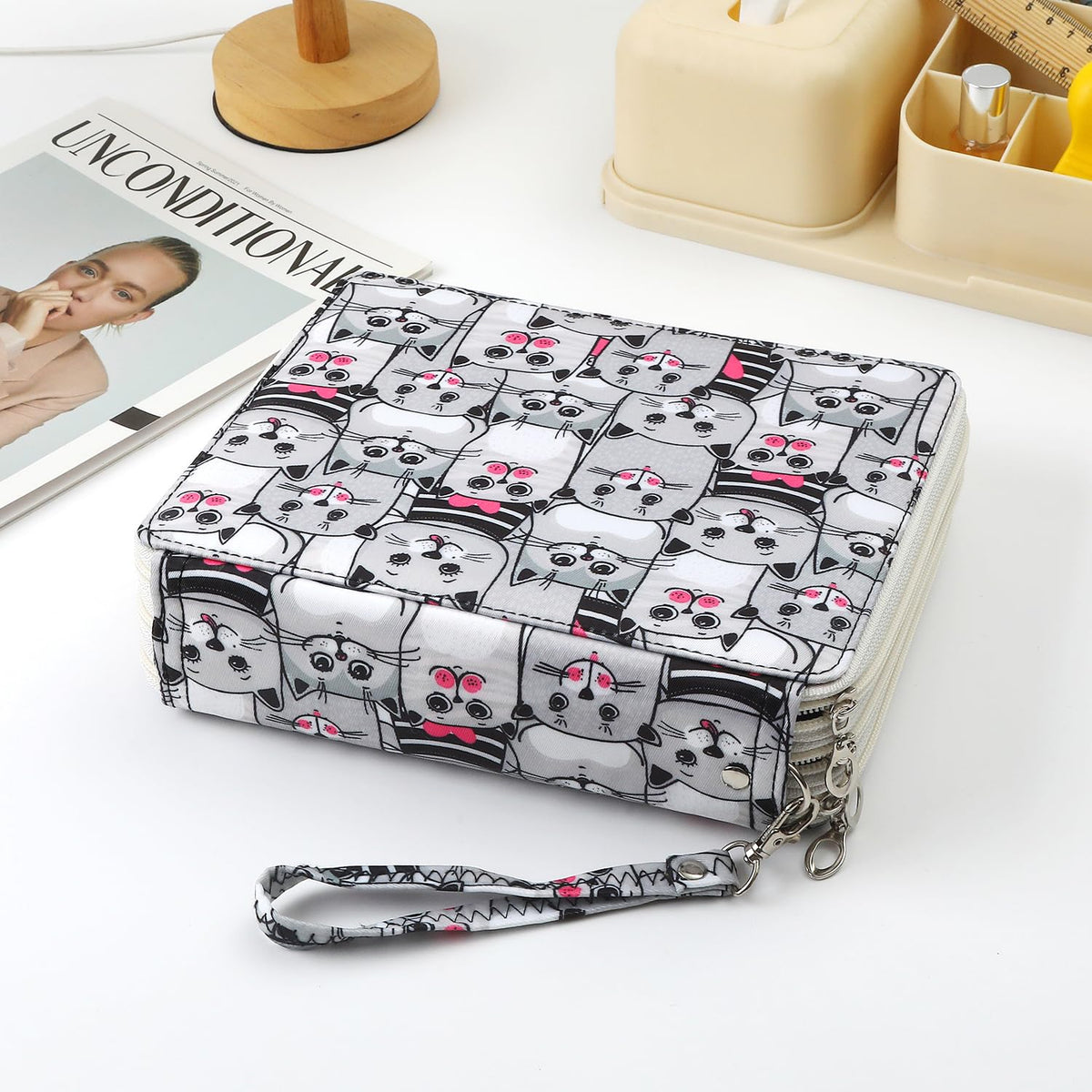 Lbxgap 124 Slots Pencil Case Organizer w/Removal Handle Strap