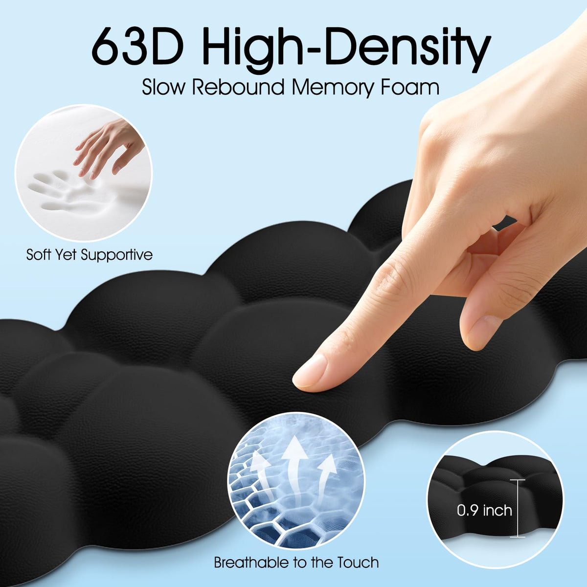 Retuhapy Cloud Wrist Rest Keyboard Cushion and Cloud Mouse Pad, Black