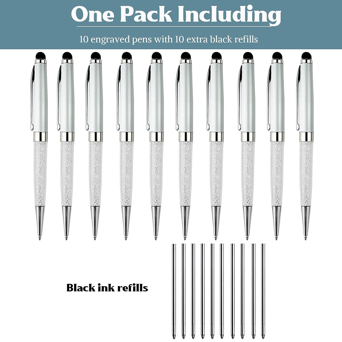 Ancolo Engraved Ink Pens Luxury Business Pen with Stylus Tip Crystal