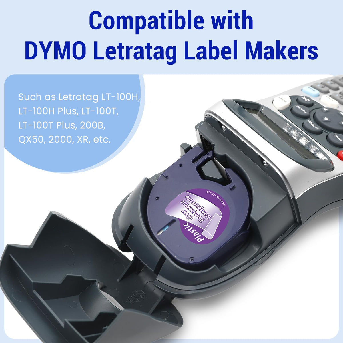 Compatible with DYMO LetraTag Refills Clear Plastic 1/2 x 13 12mm x 4m