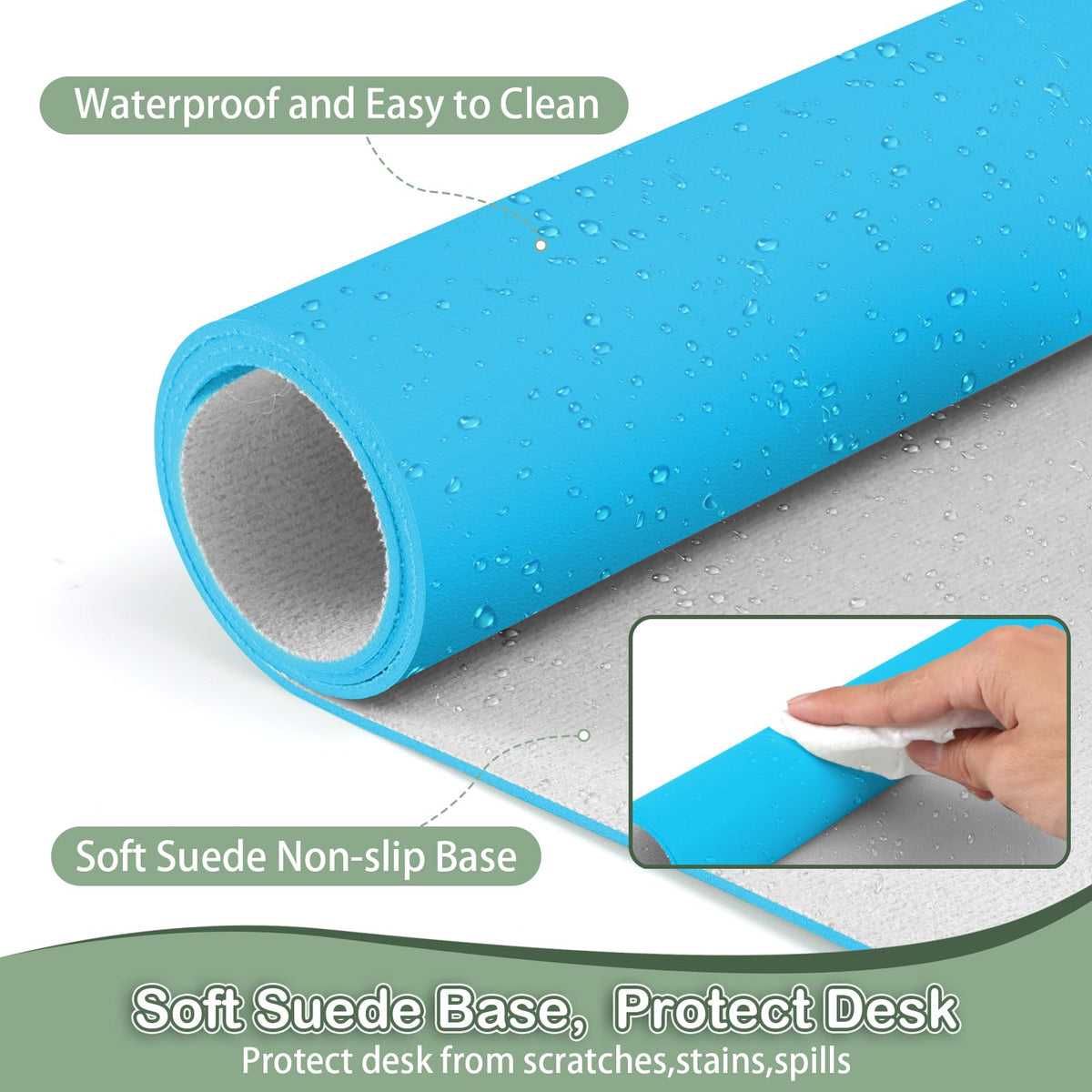 Boutilon Leather Desk Pad Protector,Non-Slip Mouse Pad,Laptop Desk Pad,Office Mouse Mat,Waterproof
