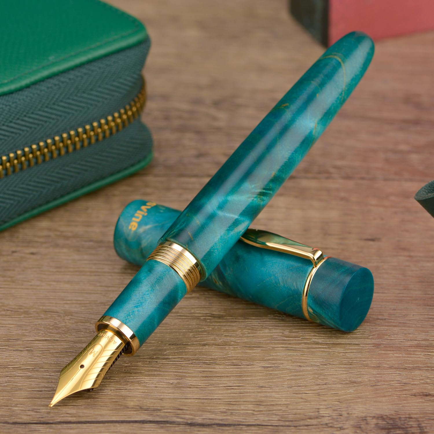 Asvine Stabilized Wood Fountain Pen C2000 Number 8 Extra Fine Nib Large Handcraft Unique Pattern
