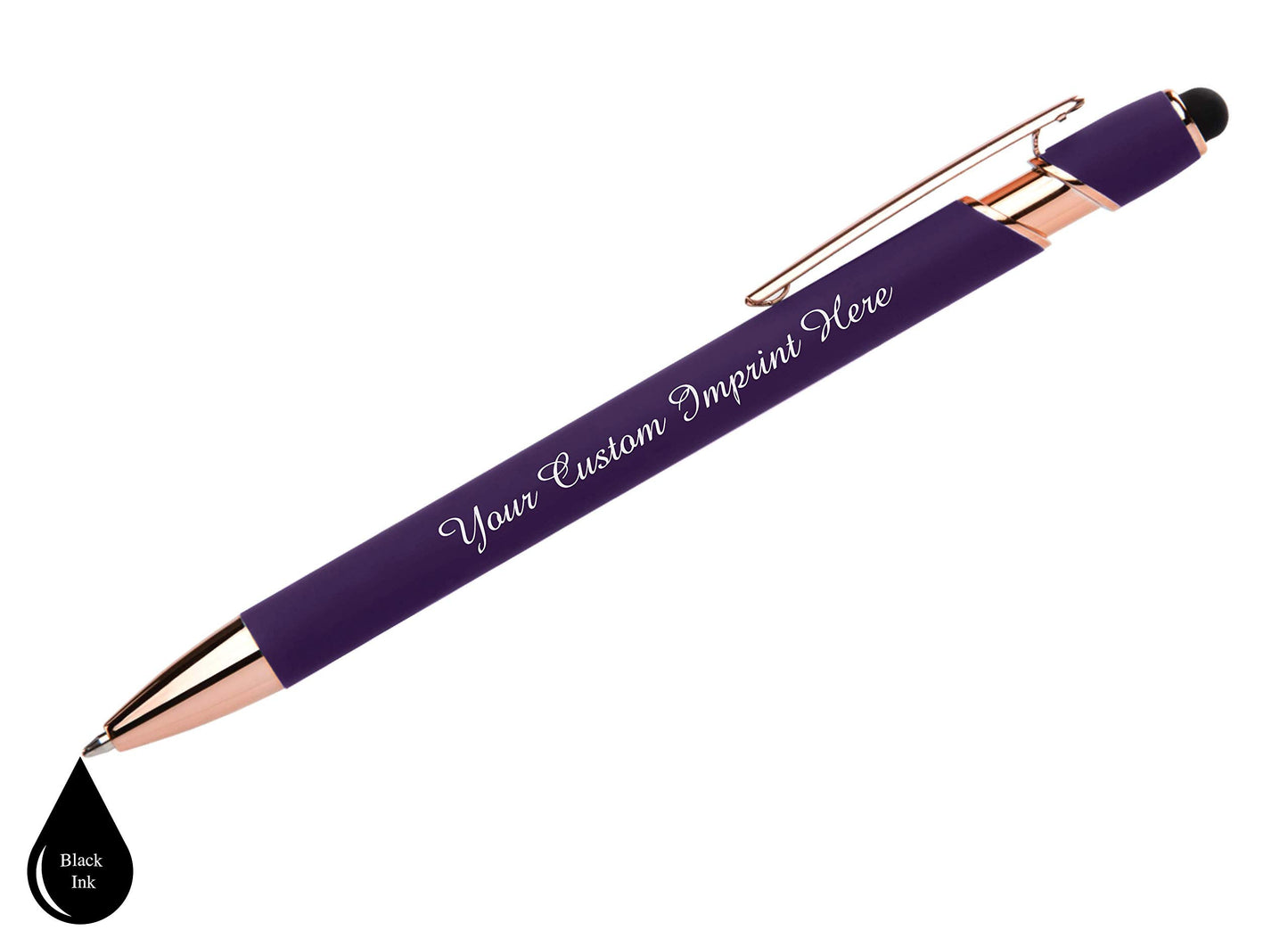 ExpressDesigns™ - Personalized Pens Gift Set - 2 Pack of Rose Gold Soft Touch Metal Pens w/gift box