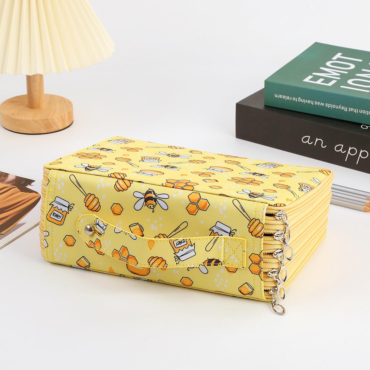 Lbxgap 250 Slots Pencil Case 5-Layer Zipped Holder w/Handle
