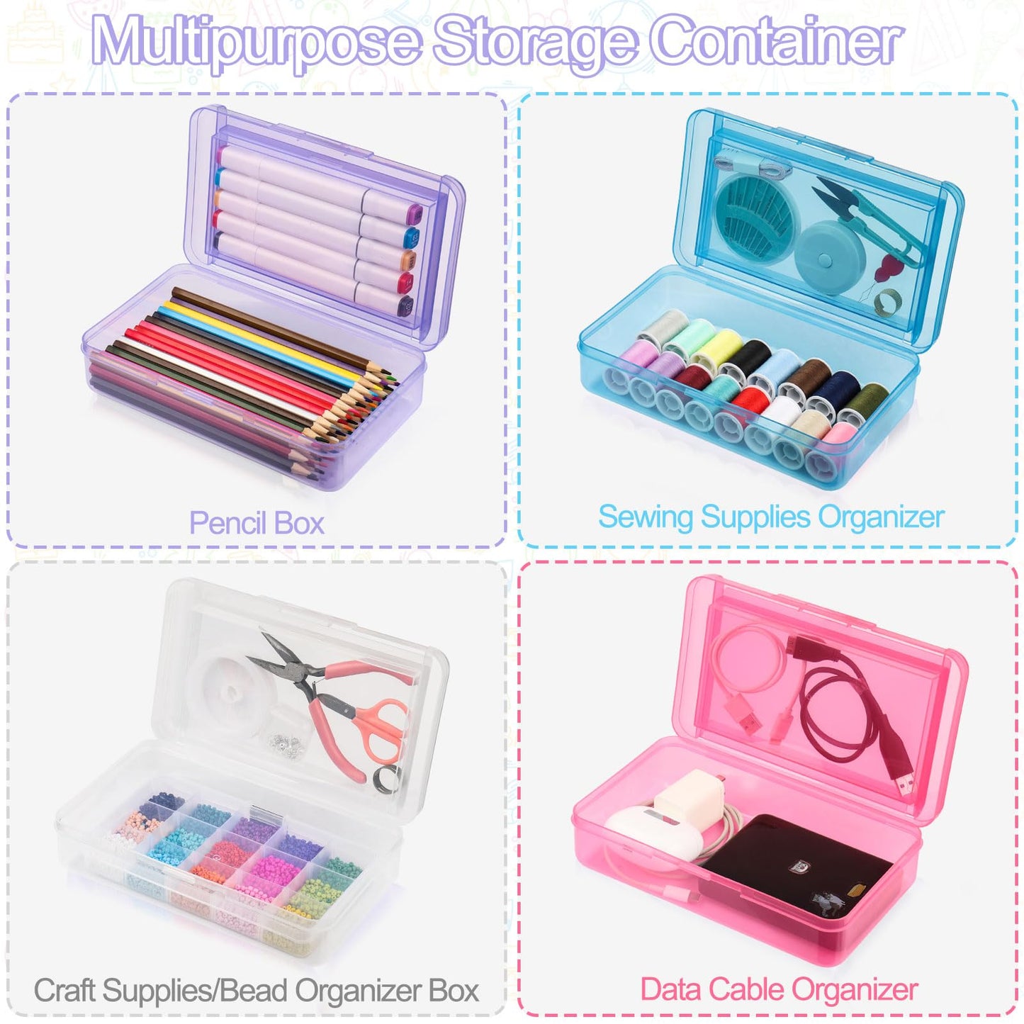 Meiikun Pencil Box, Large Capacity Pencil Boxes 2 Compartments, Hard Pencil Case with Snap-tight