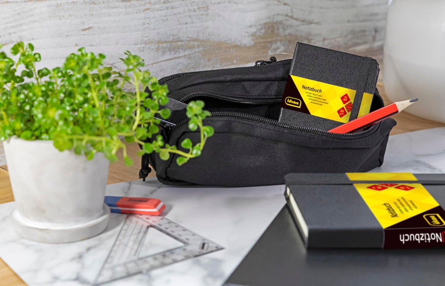 Idena 20122 – Pencil Case with 2 Zipped Compartments, Pencil Case Approx. 9 x 23 x 7.5 cm in Black