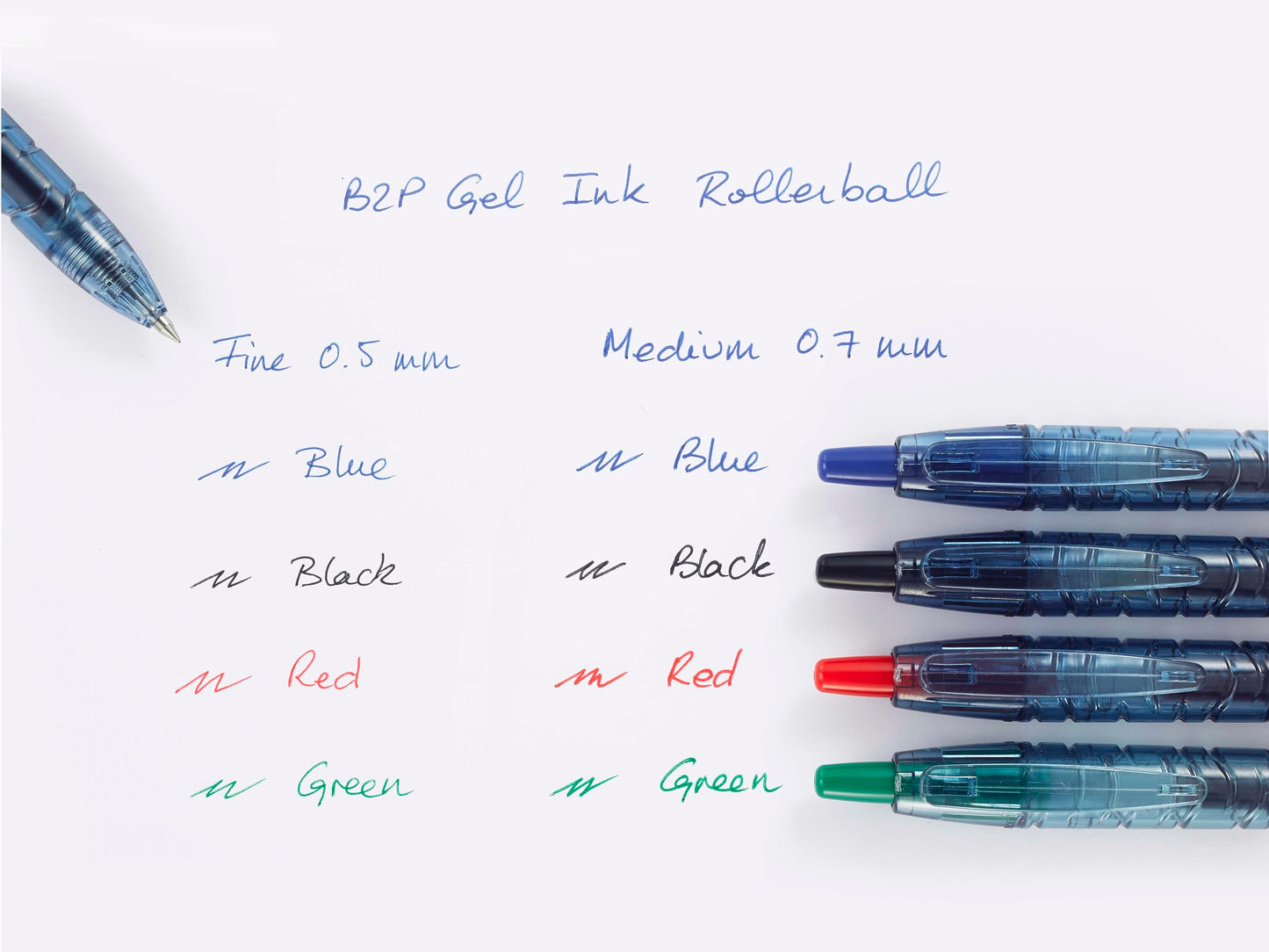 PILOT - Pack of 4 B2P Gel 0.7 - Gel Ink Roller Ball Pen - Medium - Begreen - Blue