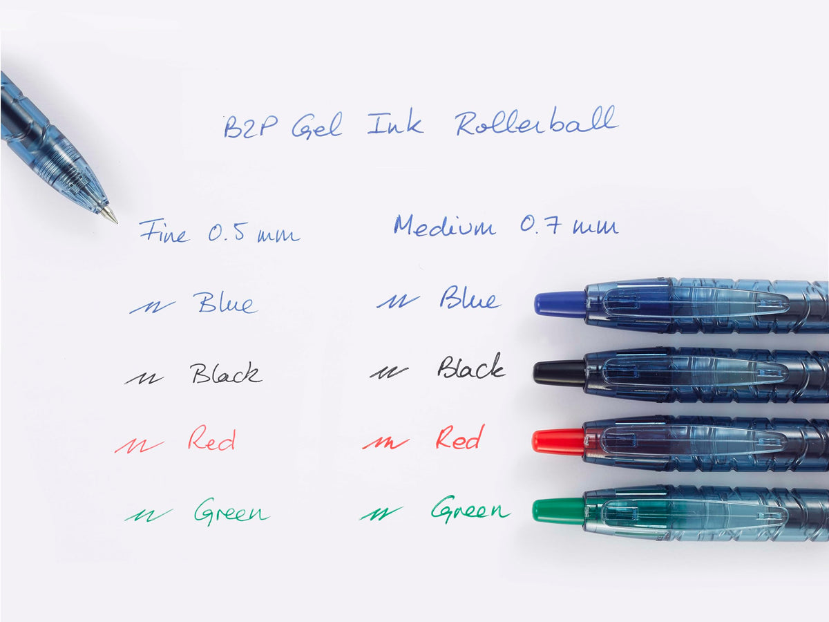 PILOT - Pack of 4 B2P Gel 0.7 - Gel Ink Roller Ball Pen - Medium - Begreen - Blue