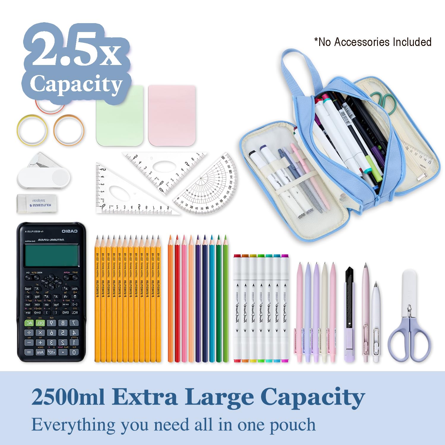 VELAUN Pencil Case Pouch, Large Capacity Pencil Box Bag, Aesthetic Pen Organizer for School