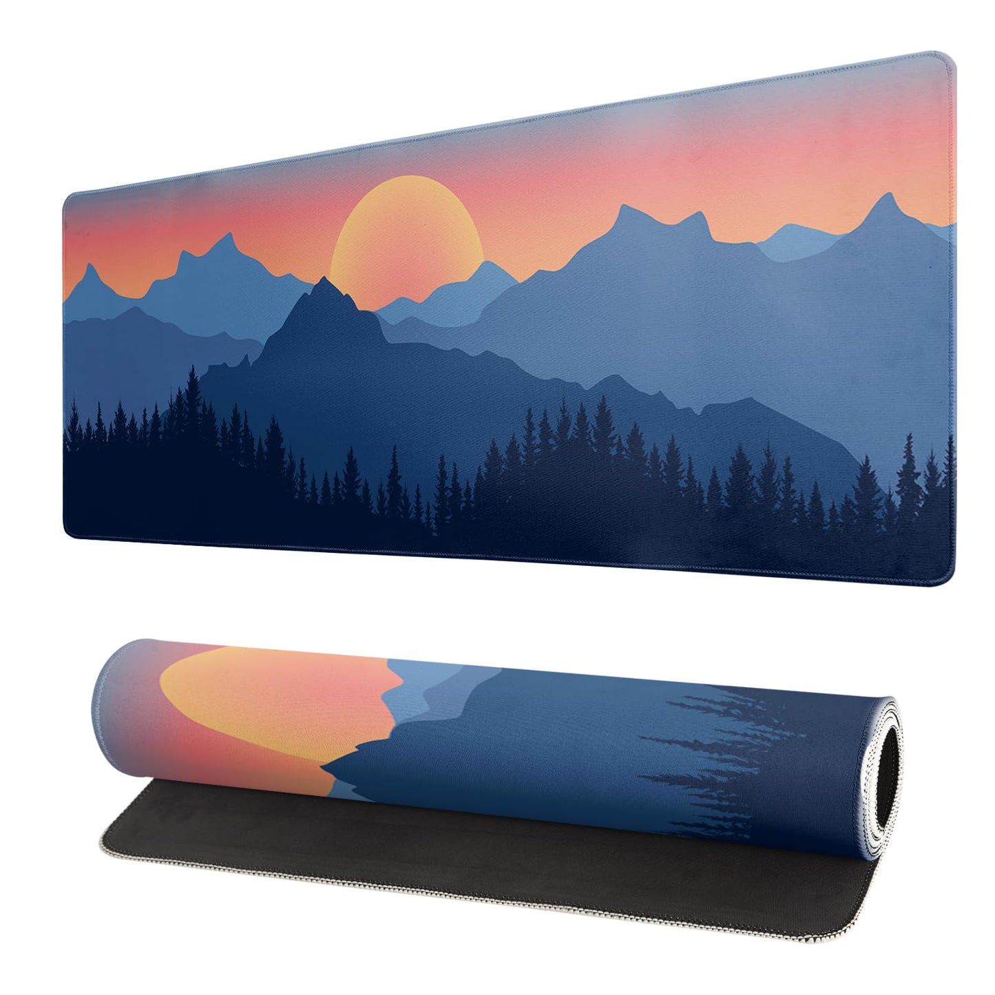 Japanese Mountain Landscape Gaming Mouse Pad Extended Large Mousepad with Nonslip Rubber Base