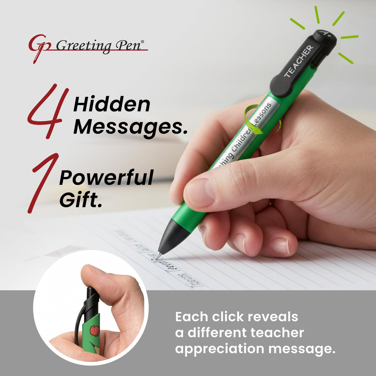 Greeting Pen Teacher Appreciation Translucent Ballpoint Pen Pack - Inspirational Pens for Teachers