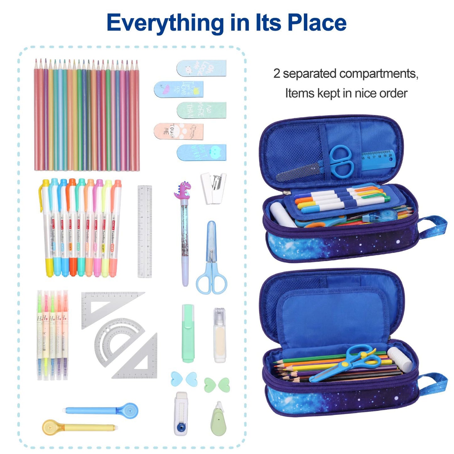 Bagseri Pencil Case for Boys - Expandable Cute Kids Pencil Case