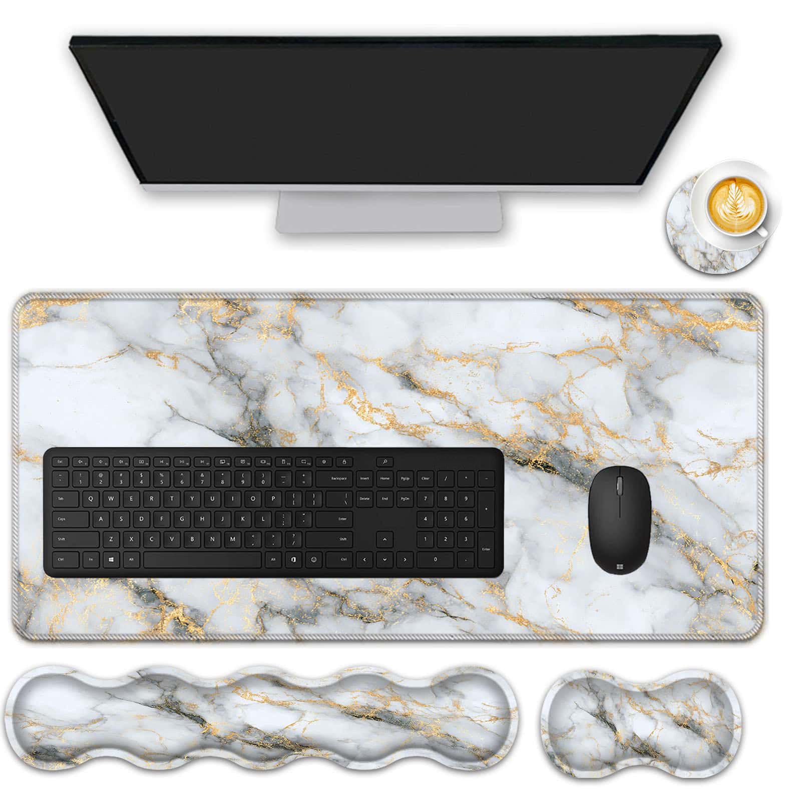 FGDRFGRW Mouse Pad Set,(31.5×11.8 in) Desk Pad + Keyboard Wrist Rest Support + Mouse Wrist Rest +