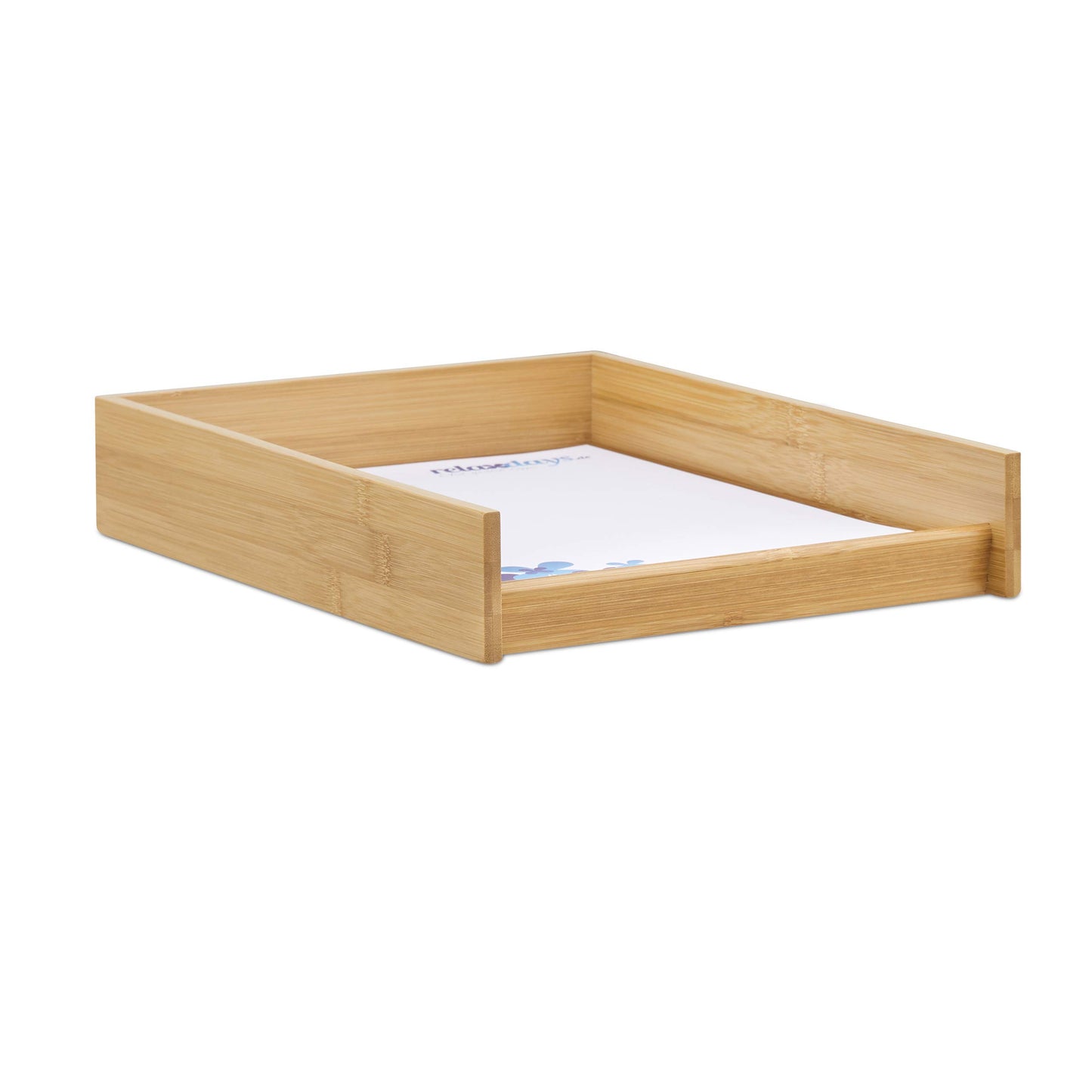 Relaxdays Wooden Document Filing Tray, Stackable, DIN A4 Letter Rack, Office, Flat, Desk, Bamboo