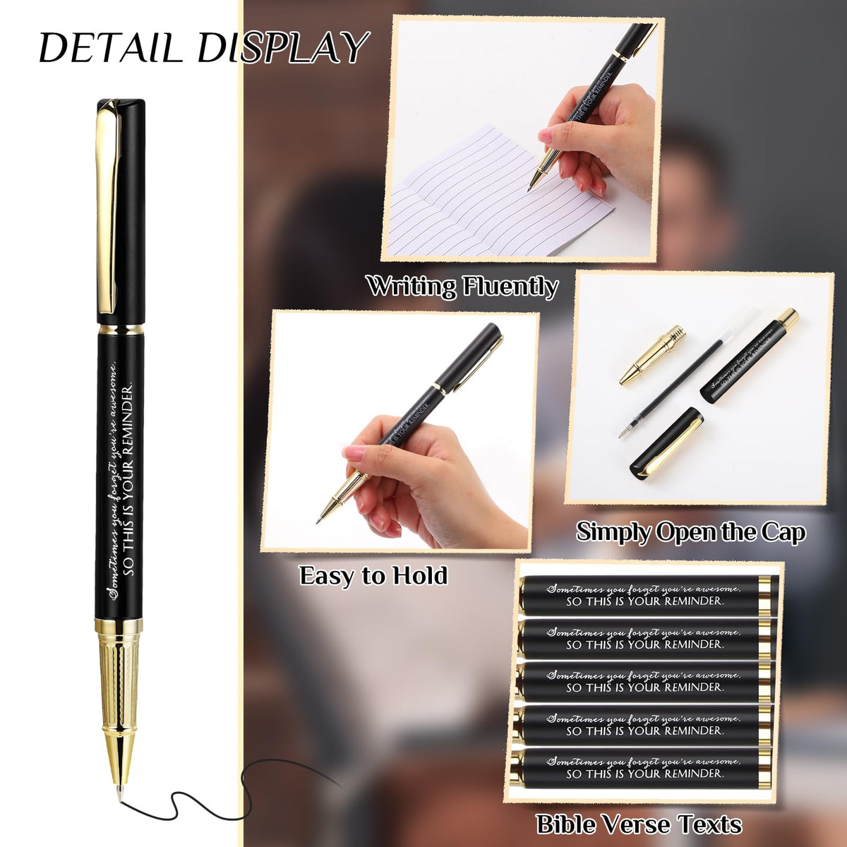 PerKoop 30 Sets Thank You Gift Inspirational Pen with Box, Black, Stylish