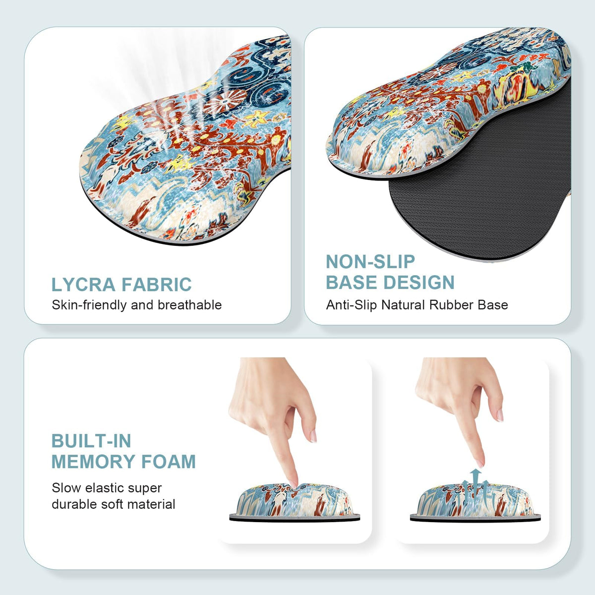iLeadon Boho Desk Mat Set,Large Mouse Pad and Keyboard Wrist Rest,Blue