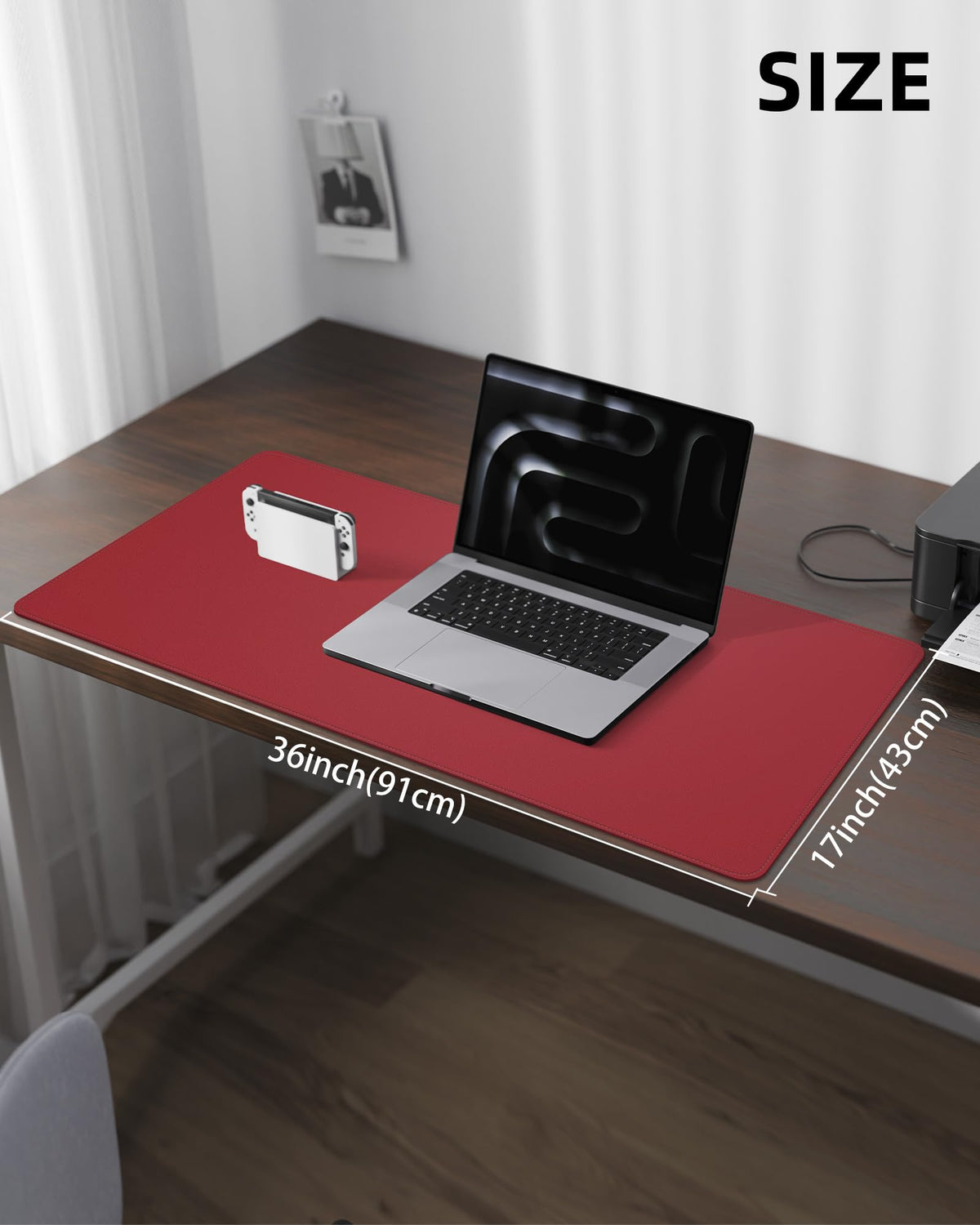 PU Leather Desk Pad Protector - 36"x17" Large Non-Slip Desk Mat, Waterproof Office Desk Blotter for