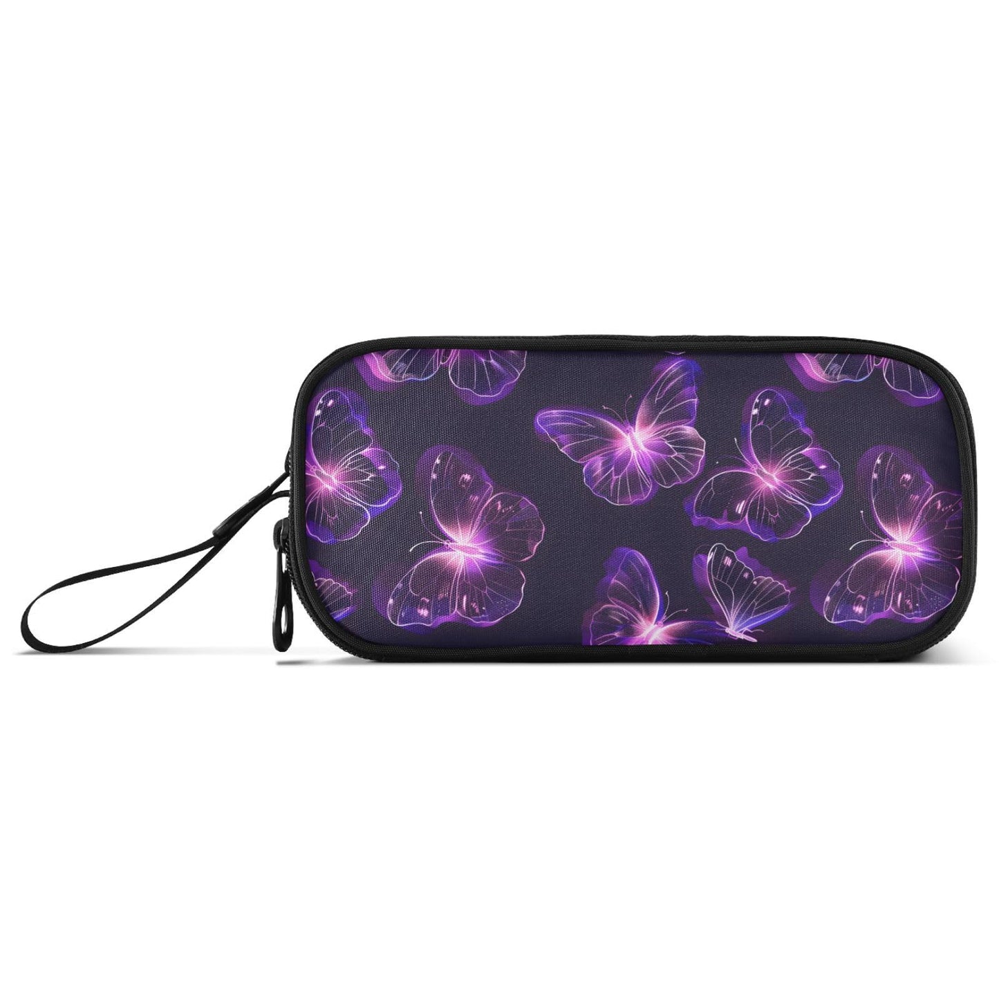 BOENLE Butterflies Purple Neon Pencil Case Box Boys Girls Large Pencil Pouch Zipper Compartments