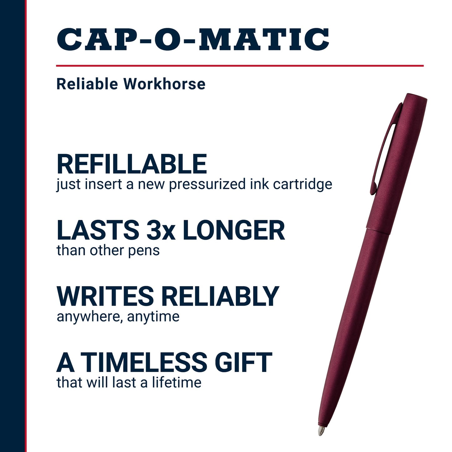 Fisher Space Pen Black Cherry Cerakote Finish Cap-O-Matic Pen, Black Ink