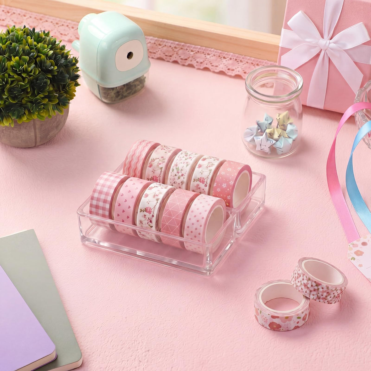 YooNotee 12 Rolls Floral Washi Tape Set,Pink,Sweet