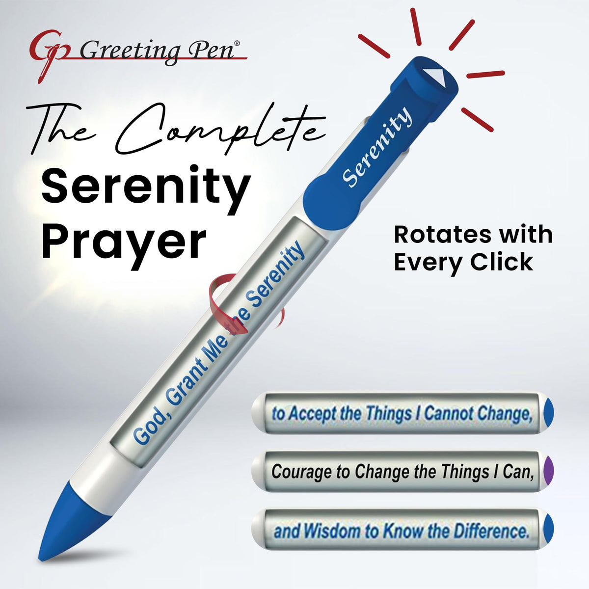 Greeting Pen – Serenity Prayer Rotating Message Pen – Inspirational Christian Presents with 4