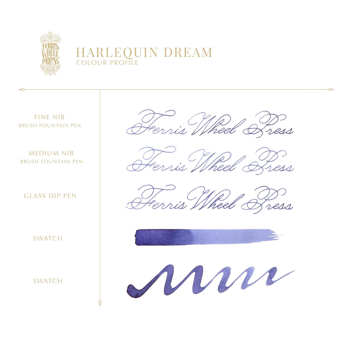 Ferris Wheel Press Ink, Everyday Ink Collection, Harlequin Dream, Deep Periwinkle Blue, 38ml