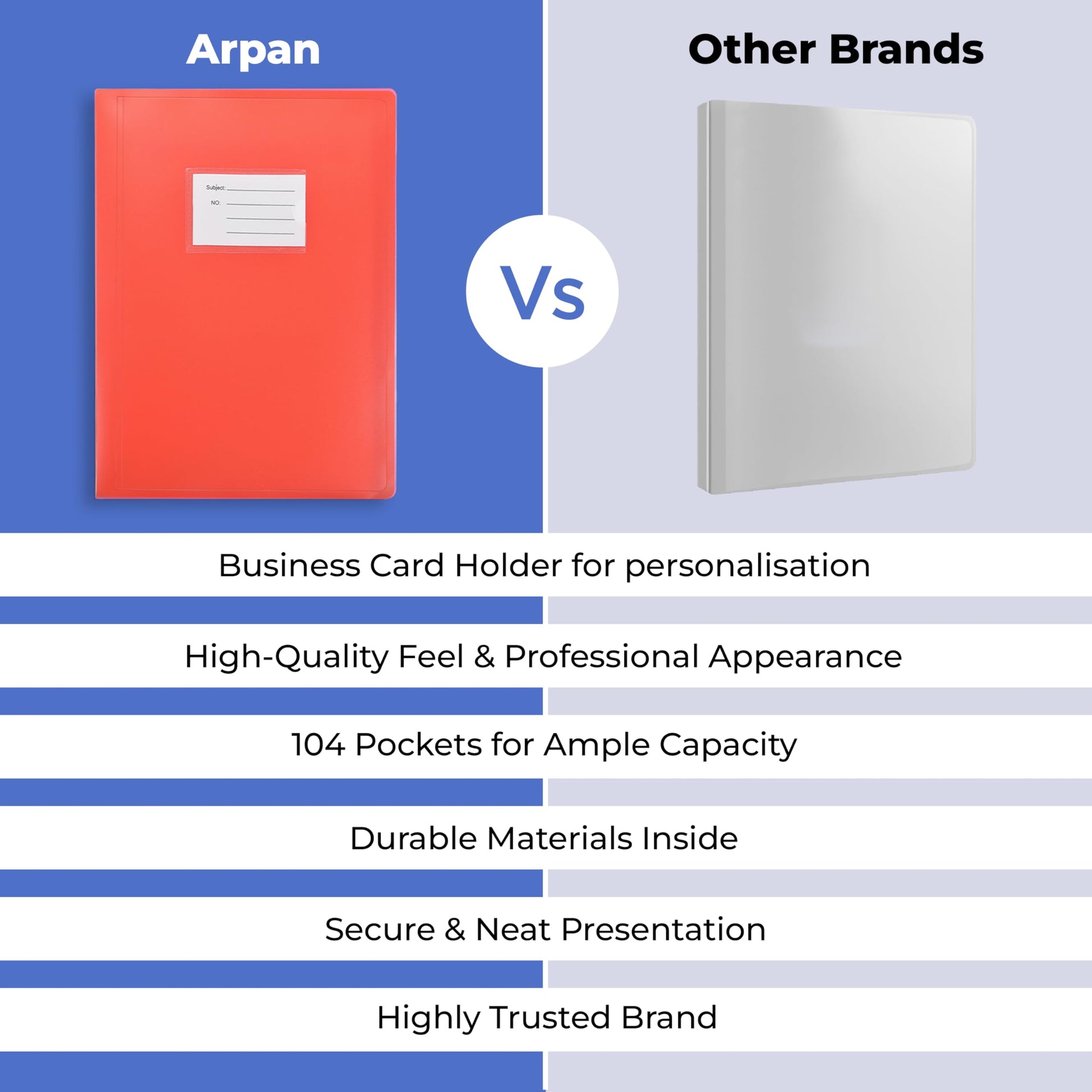 Arpan A4 104 Pockets 208/Sides Display Book Presentation Folder Flexible Cover Portfolio - Red