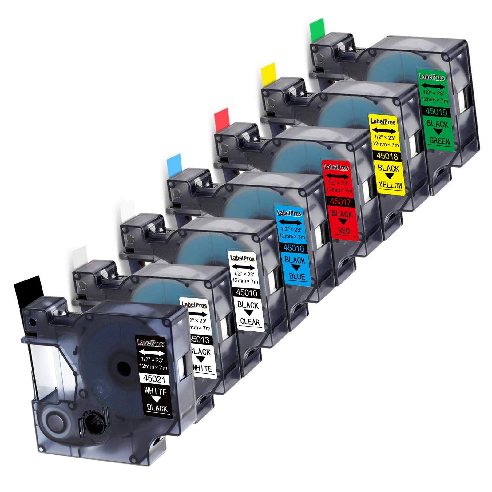 7-Pack Replace DYMO D1 Label Tape 45010 45013 45016 45017 45018 45019 45021 D1 Refills Compatible