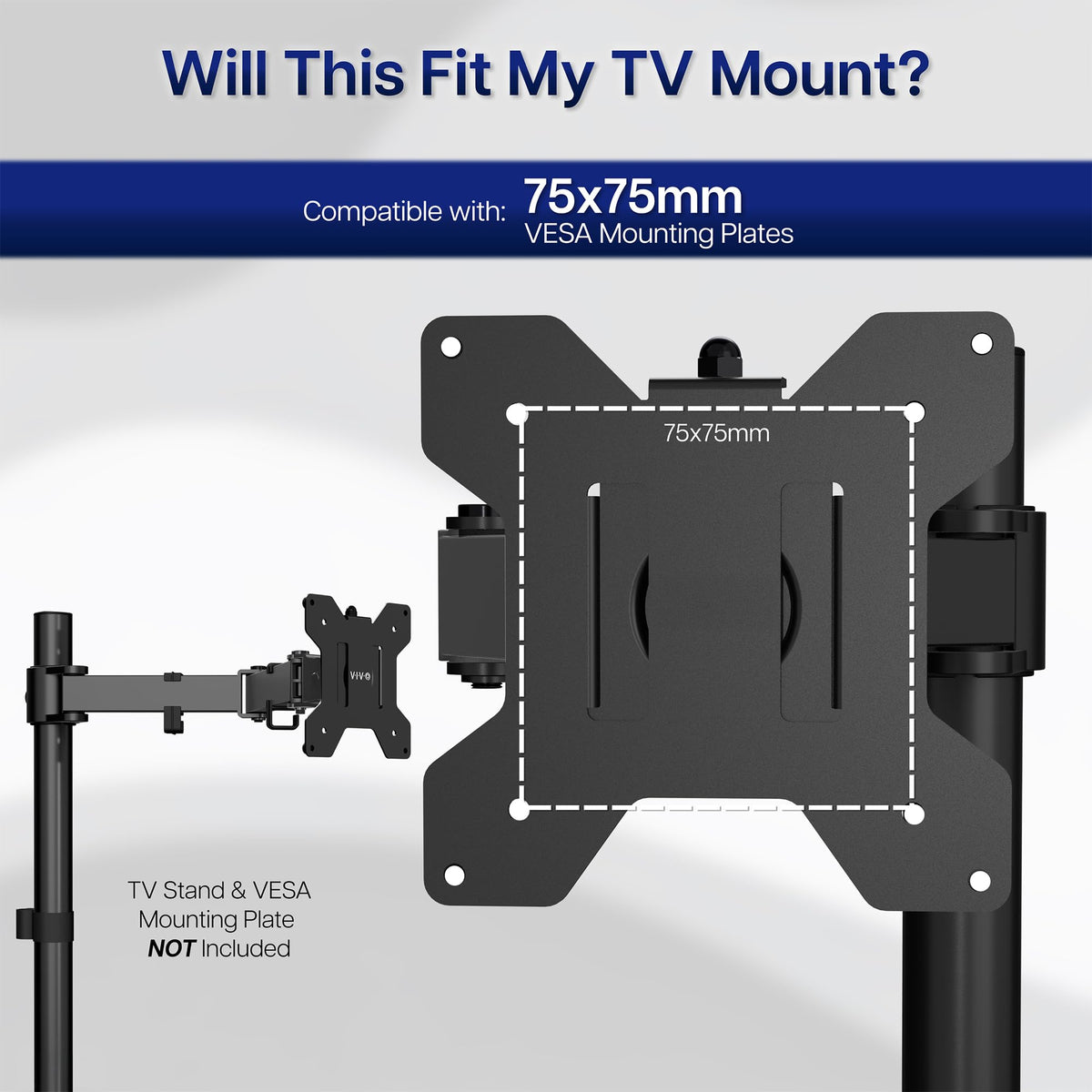 VIVO Height Adjustable VESA Adapter Stand for Individual Monitors up to 27 Inches Black