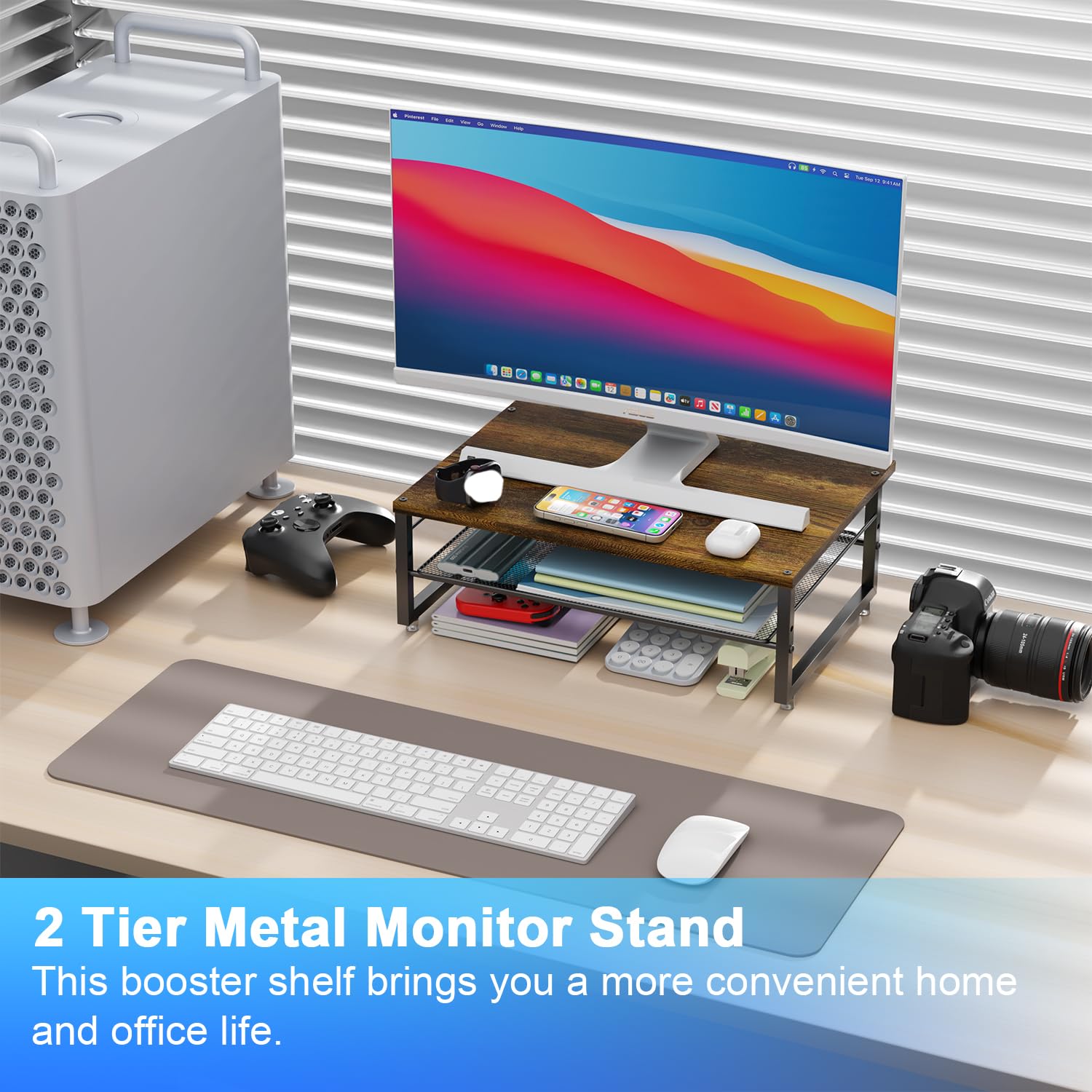 gianotter 2-Tier Wood Monitor Stand Riser