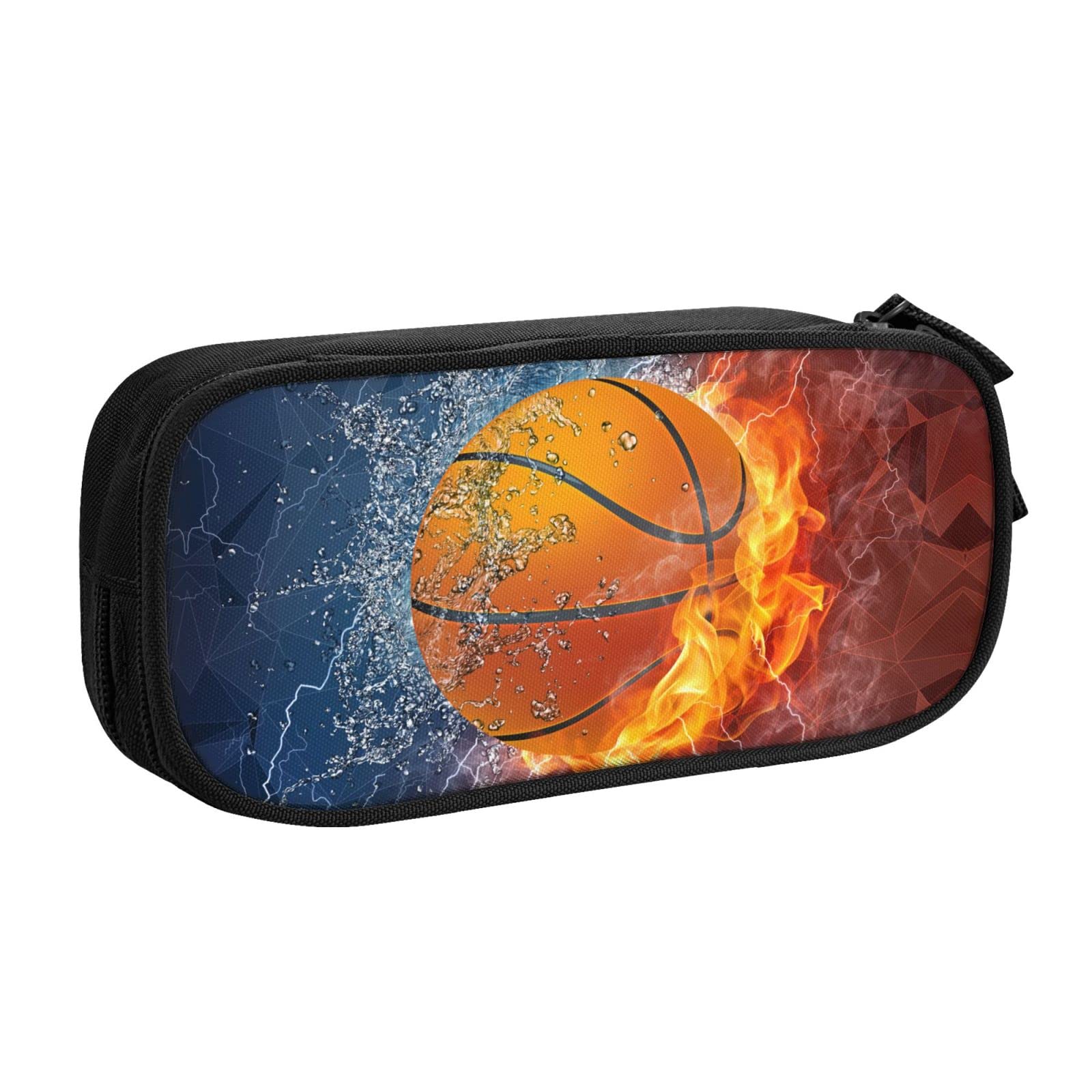SNAPMADE Sports-Themed Pencil Case with Football for Boys Girls, Big Capacity Black Pencil Pouch