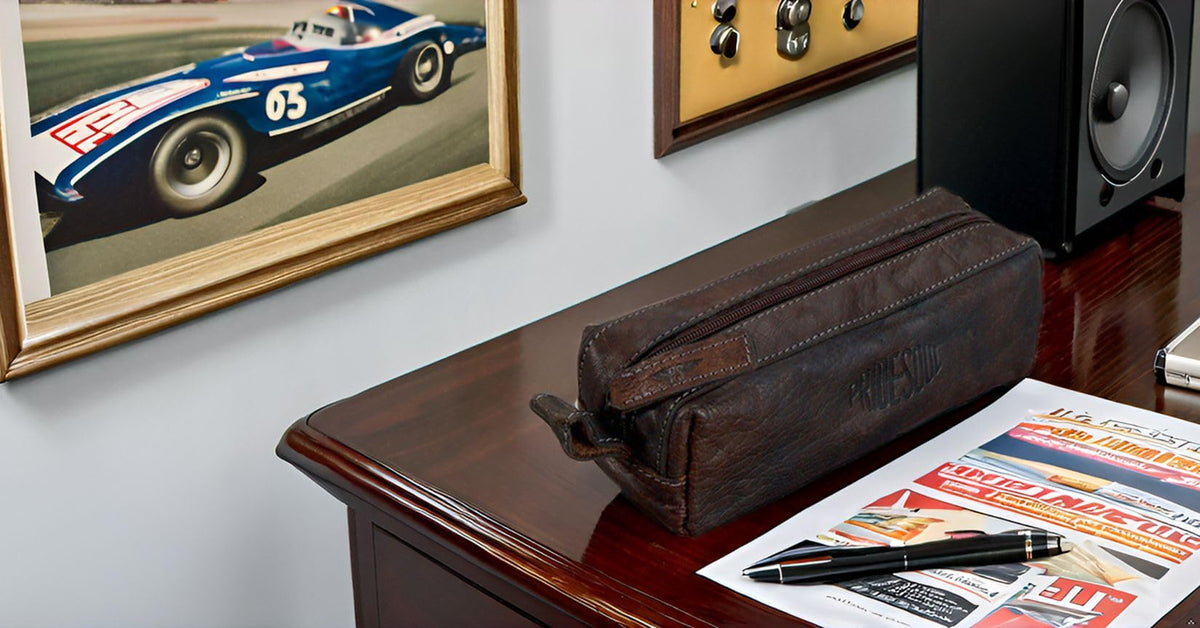 Pride and Soul Cowhide Pencil Case Grey/Brown