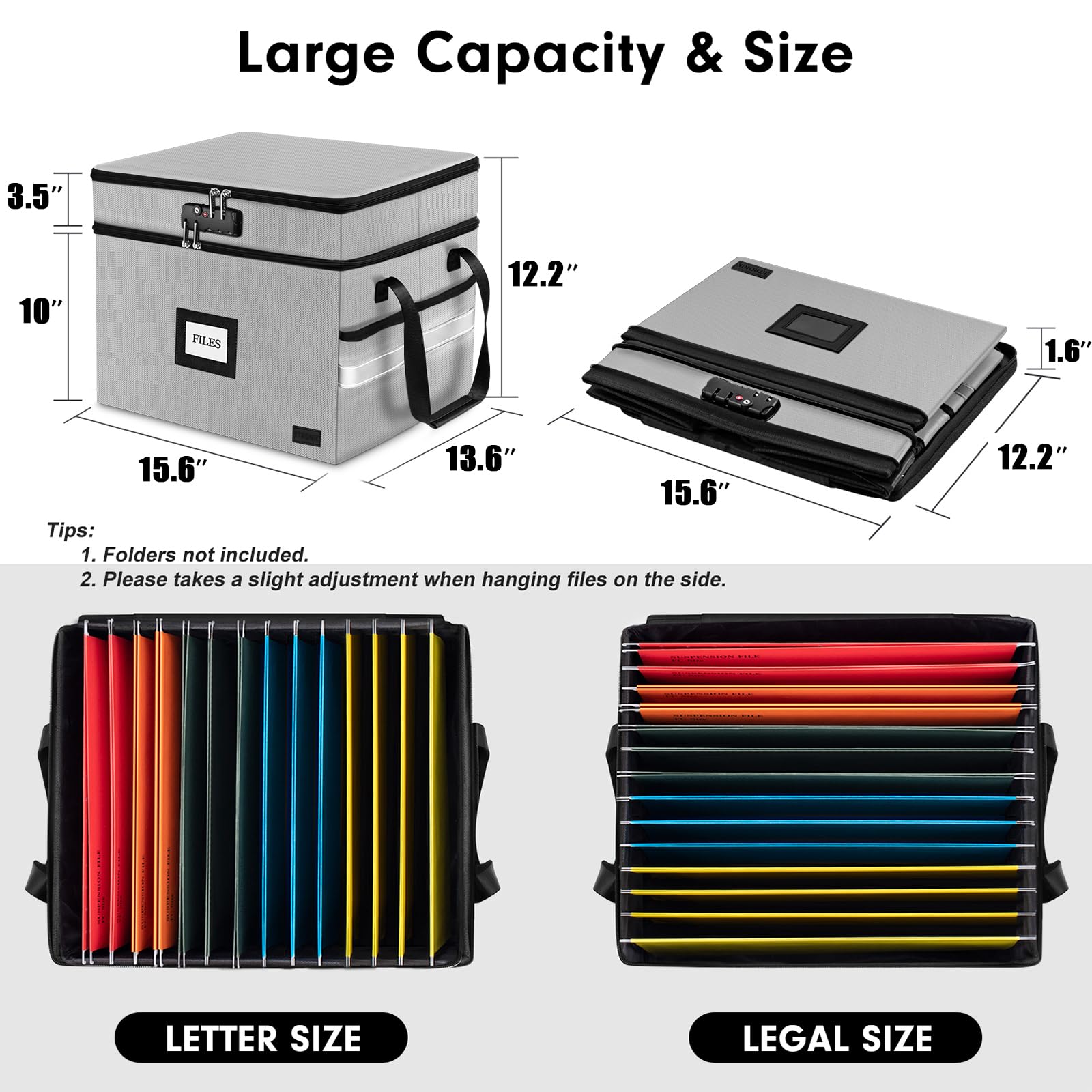 Fireproof File Oganizer with Lock, 2 Layer Fireproof Document Box Storage