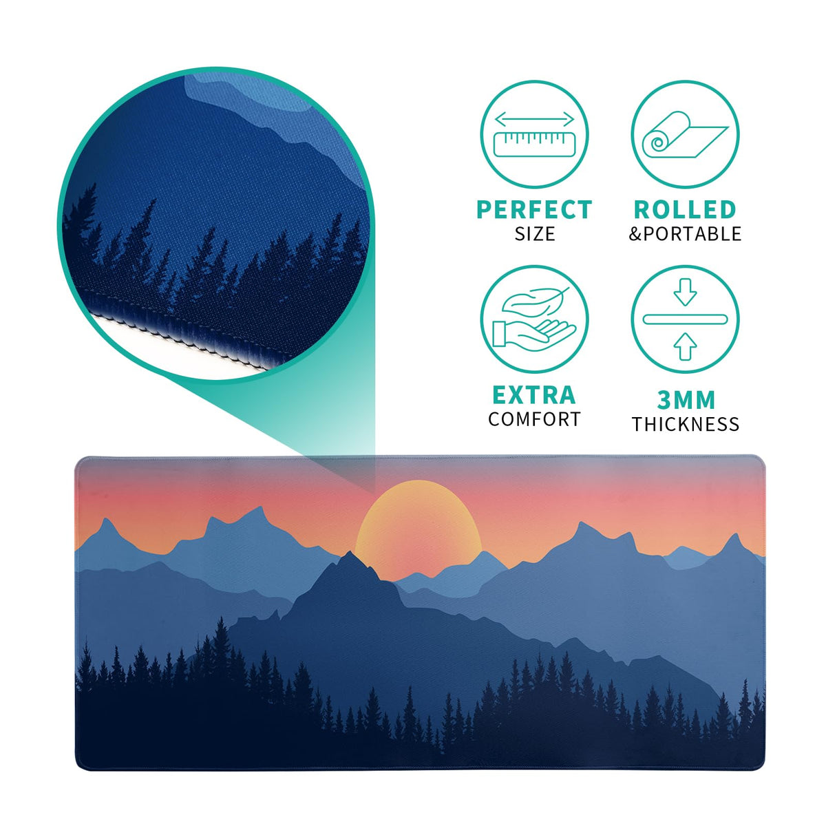 Japanese Mountain Landscape Gaming Mouse Pad Extended Large Mousepad with Nonslip Rubber Base