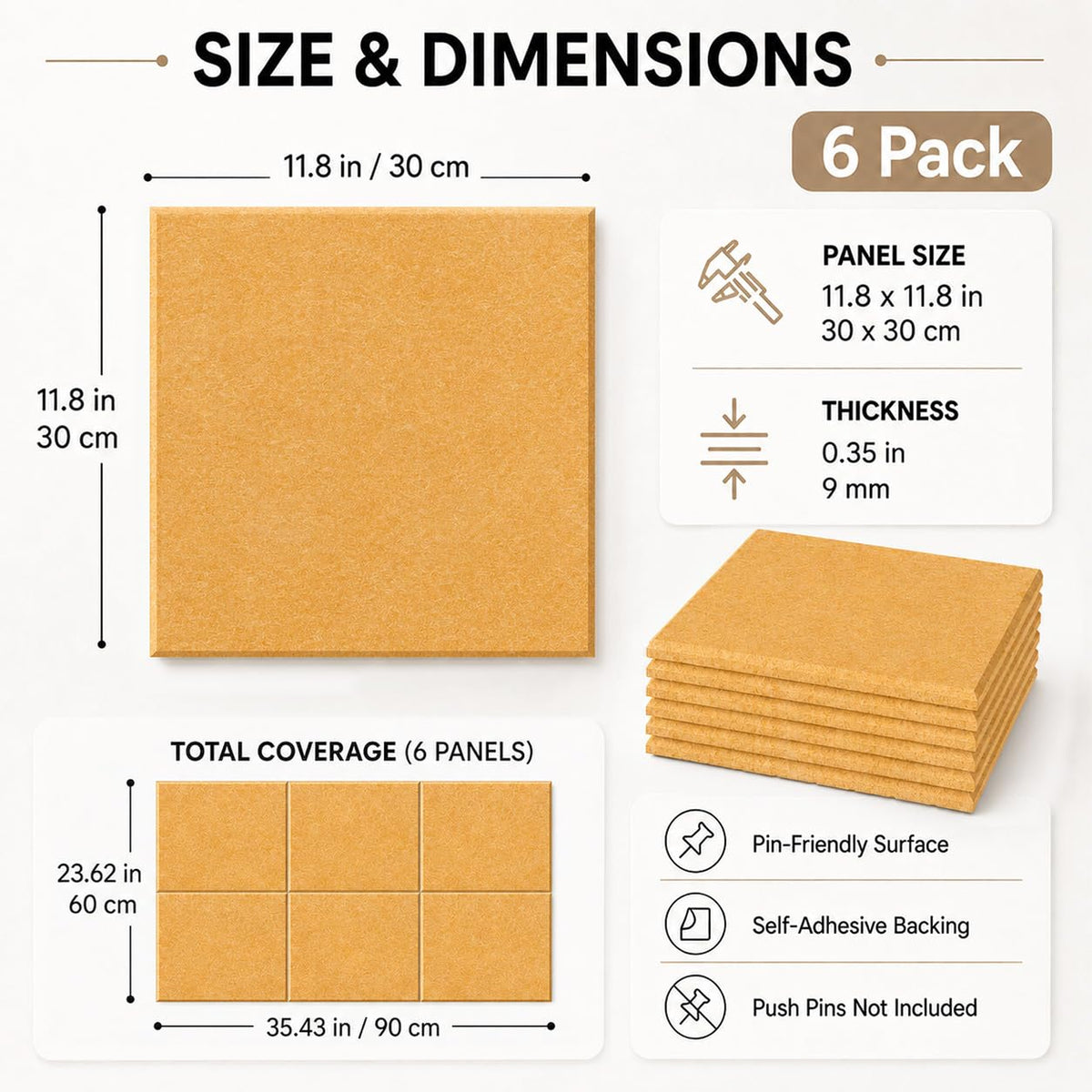 Baysola Felt Bulletin Board Tiles, Large Cork Board Alternative,24 x 36 in