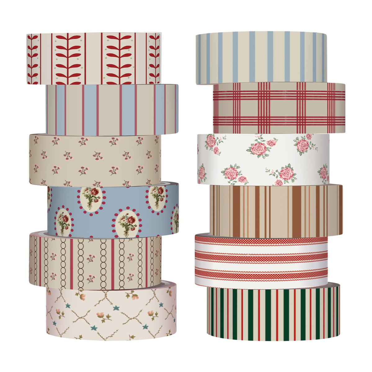 YooNotee 12 Rolls Floral Washi Tape Set,Retro,Mixed Pattern