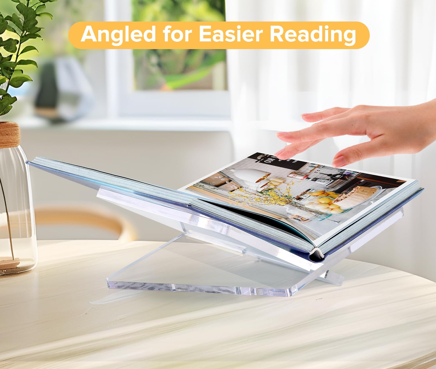 Clear Acrylic Book Stand Holder for Display and Reading 8.5" x 6.4" x 3.5"