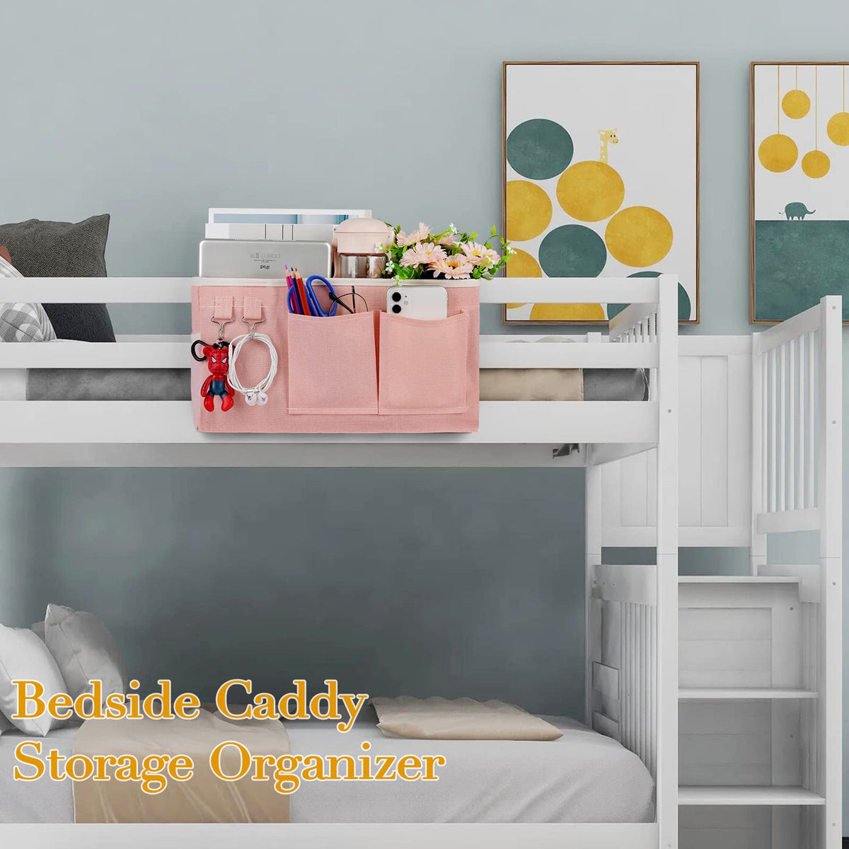 Ozzptuu Bedside Caddy Bedside Storage Bag for Headboards/Bunk Bed