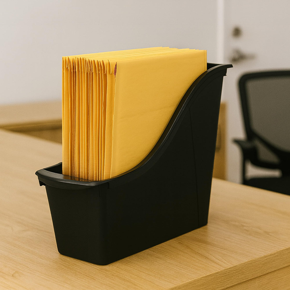 Storex Small Book Bin - Interlocking Plastic Organizer for Home, Office, and Work Space - Black