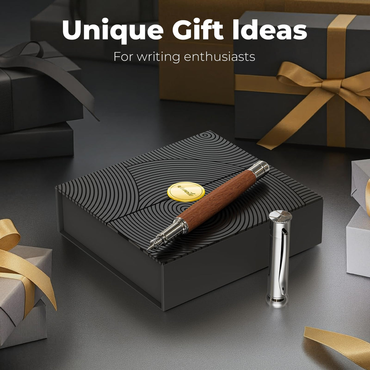 WEMATE Fountain Pen Set for Writing, Fine Nib, Red Oak
