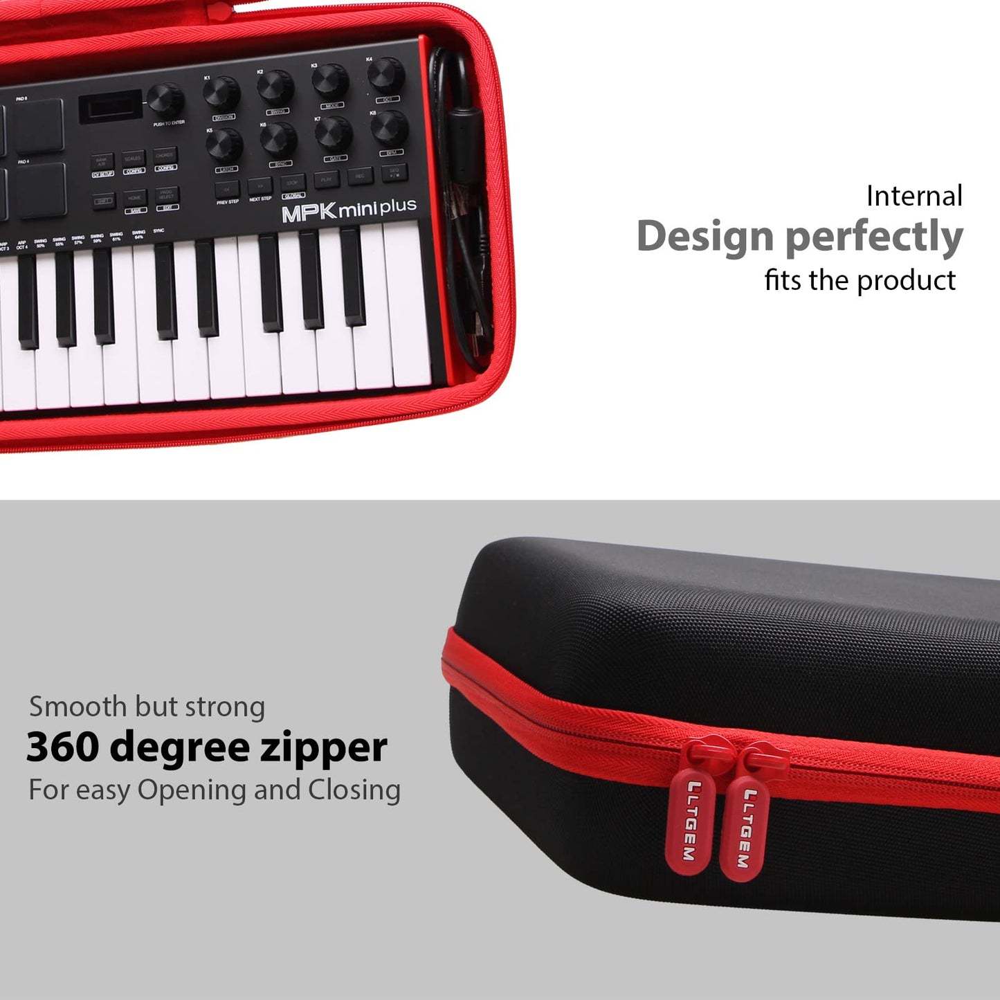 LTGEM Hard Case for Akai Professional MPK Mini Plus - USB MIDI Keyboard Controller - Travel