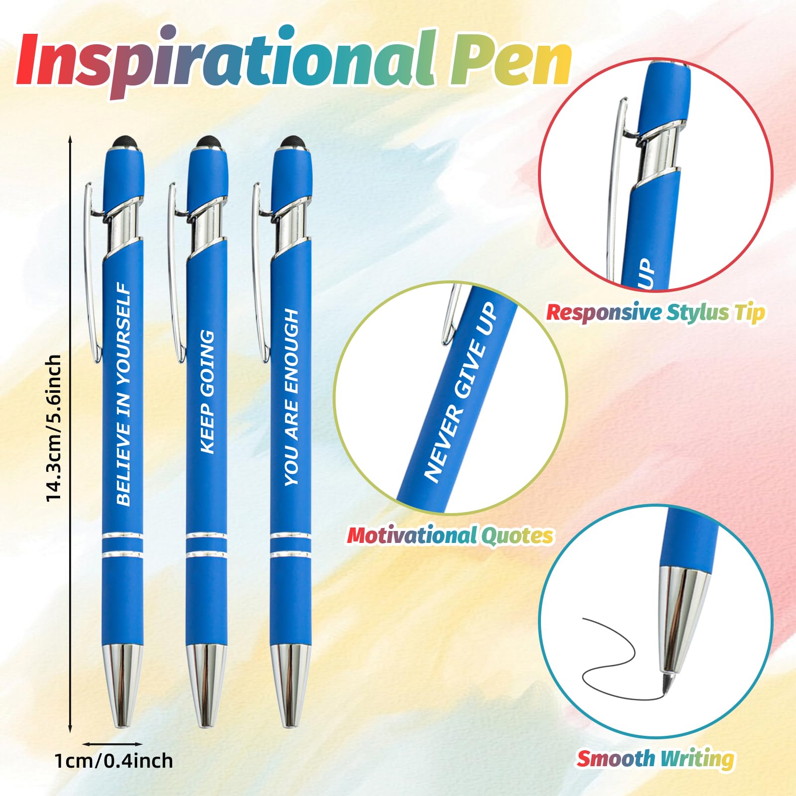 60 Piece Inspirational Pens Kit with Stylus Tip & Sayings – 30 Motivational Pen + 30 Individual