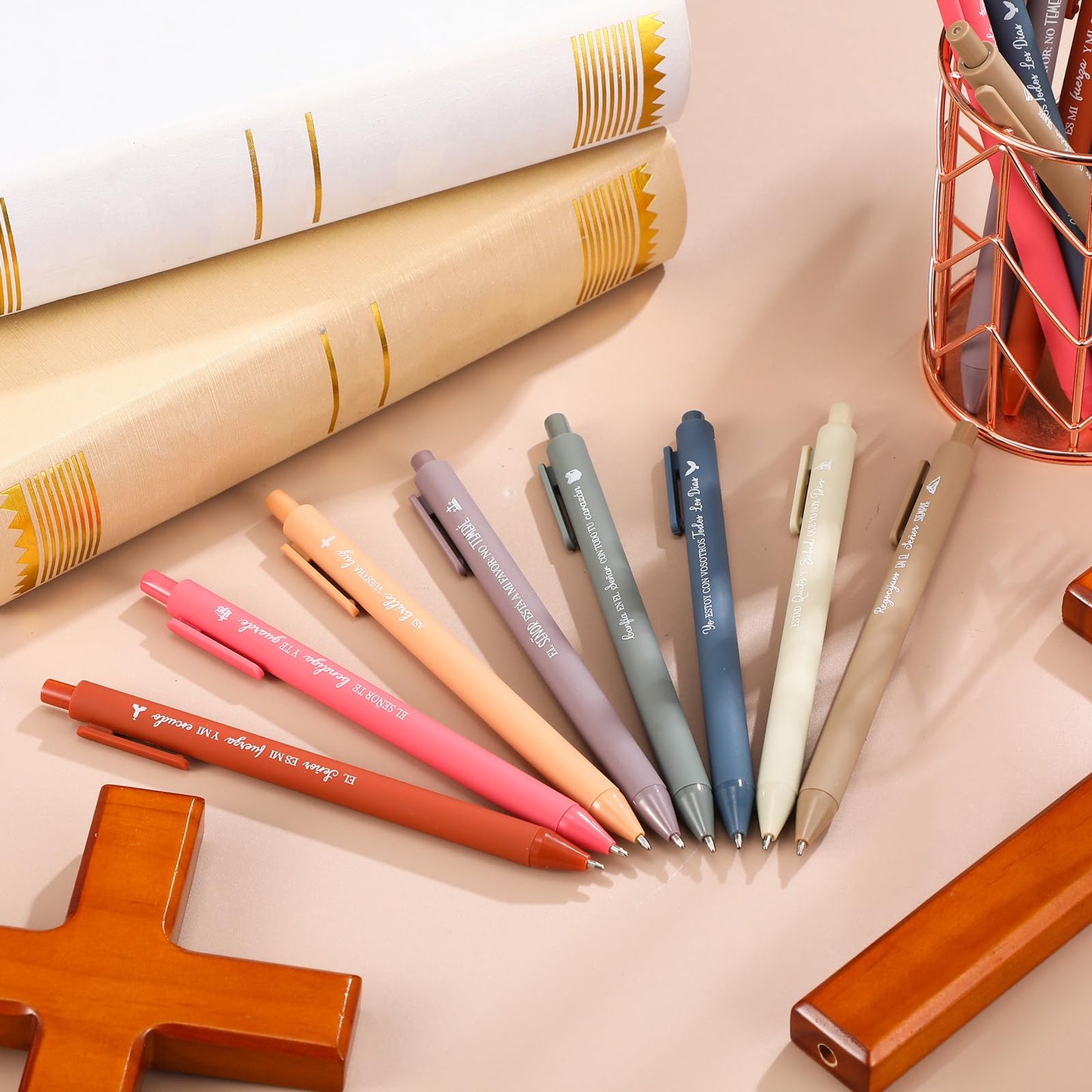 Sayglossy 80 Pcs Spanish Bible Verse Pens Christian Ballpoint Pens Inspirational Quotes Writing