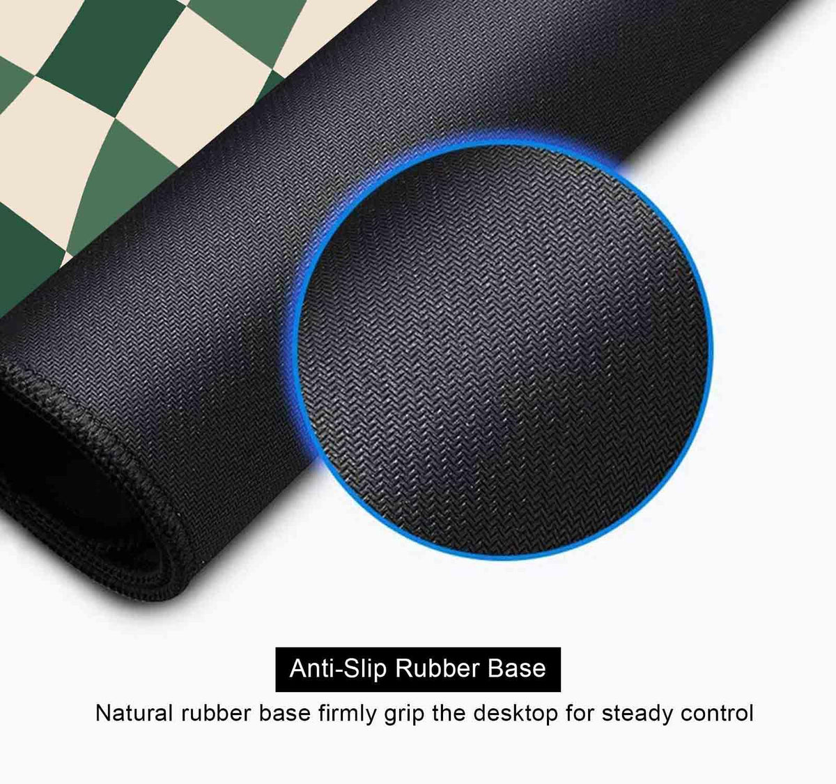 SXCKANG Sage Green Checkered Desk mat, Retro Boho Extra Large Mouse Pad, Abstract Wavy Desk