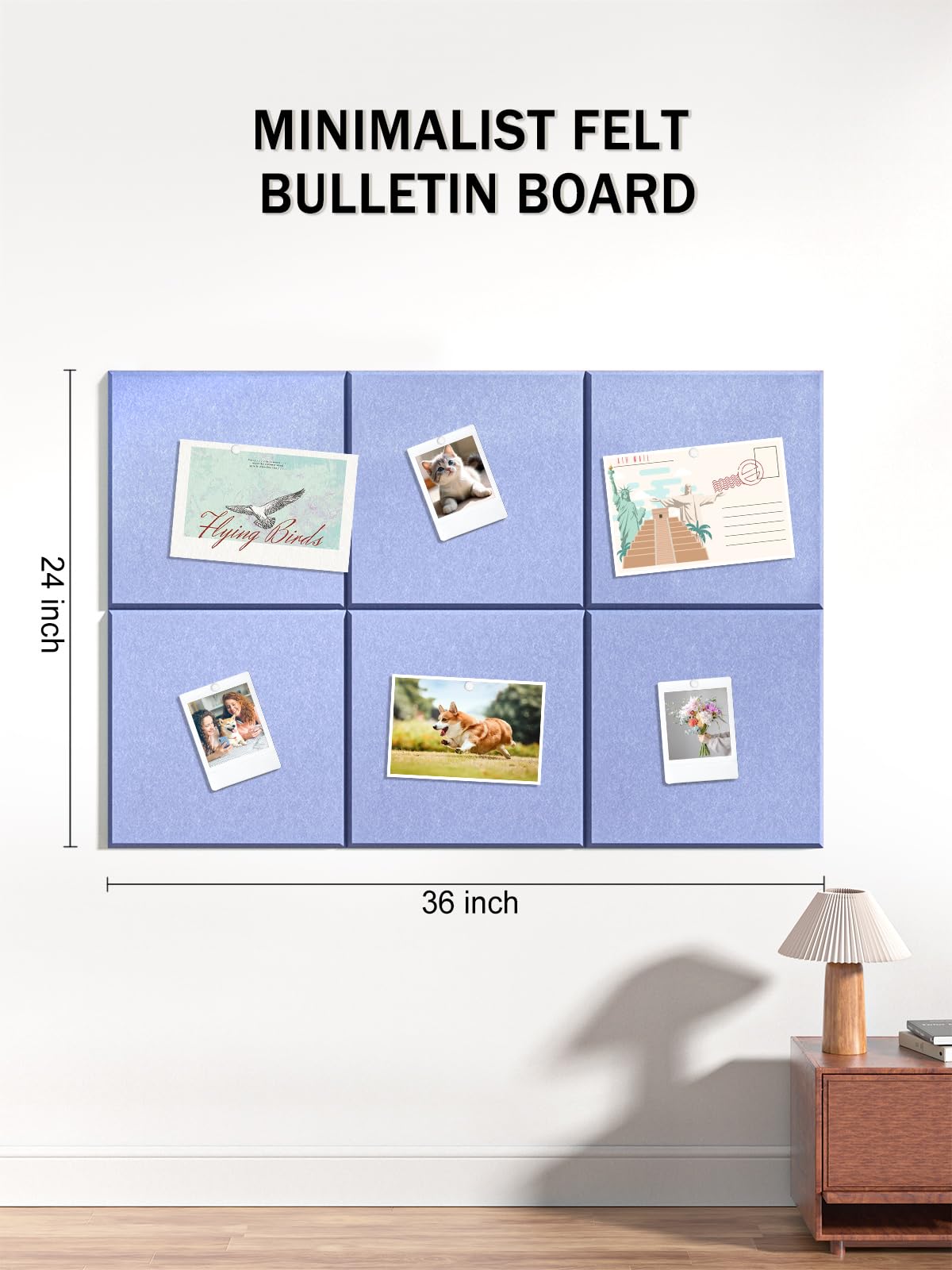 Hsurbtra Large Cork Board for Wall 36 x 24 Inch, 6 Pack Felt Bulletin Notice Board with Pushpins