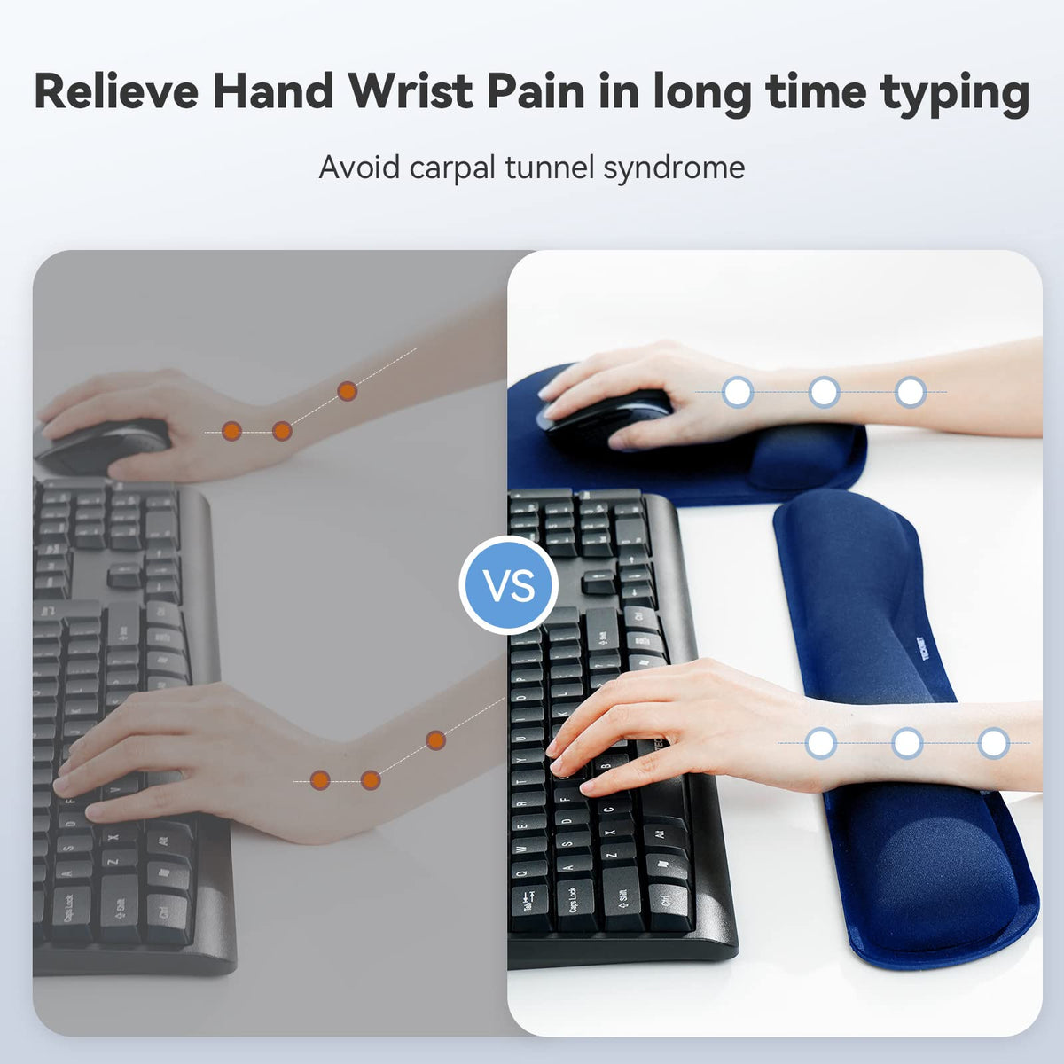TECKNET Keyboard Wrist Rest and Mouse Pad with Wrist Support, Memory Foam Set for