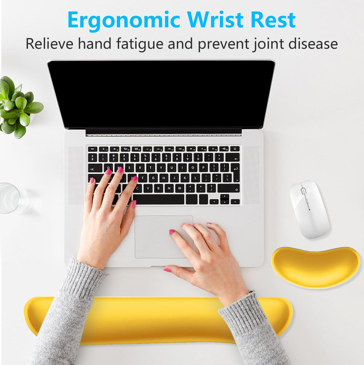 Dapesuom Enlarge Keyboard Wrist Rest, Memory Foam Wrist Cushion for Desk Mats Support, Cute Typing