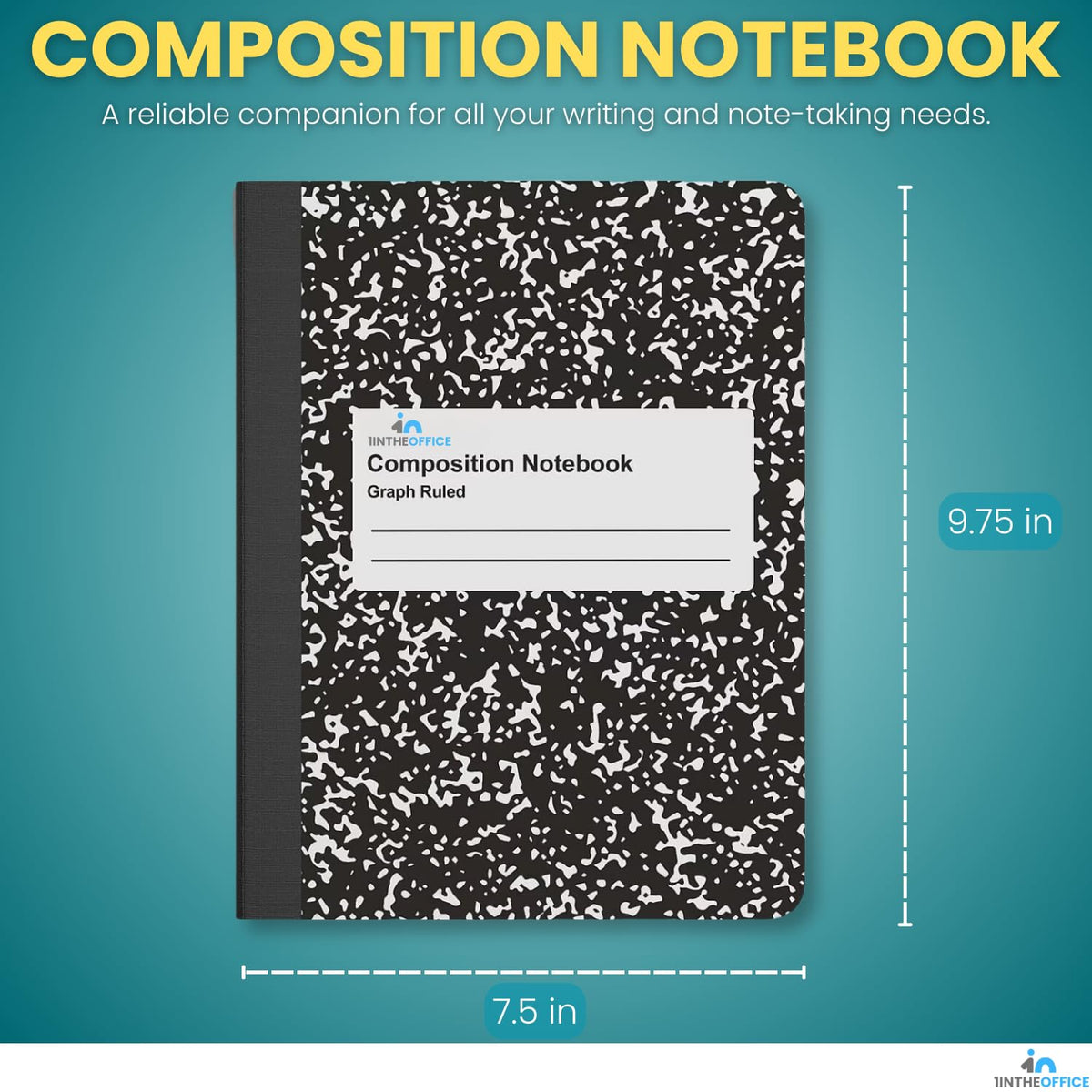 1InTheOffice Graph Paper Composition Notebook, Graph Ruled notebook, Quad Ruled Composition