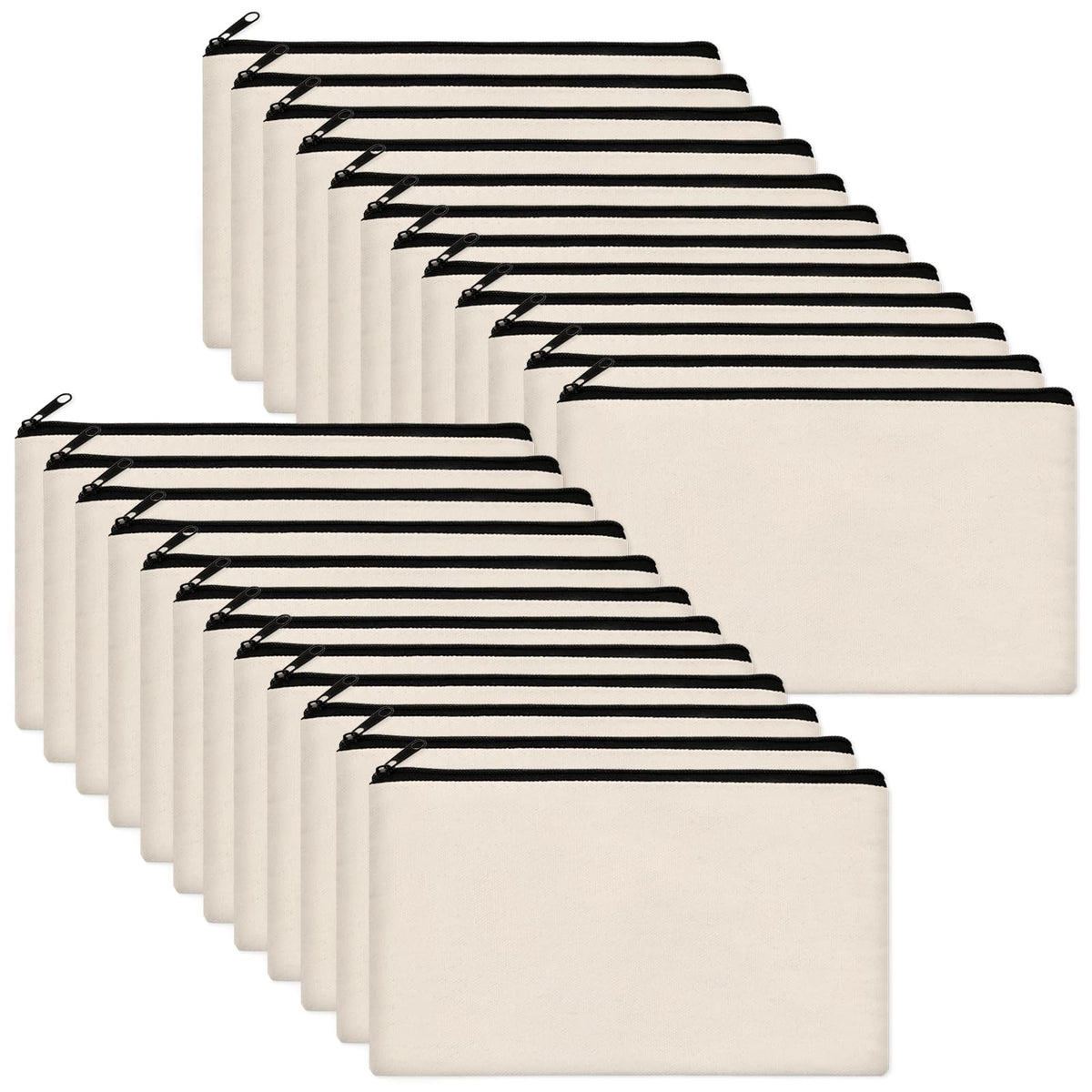 Legigo 24 Pack Beige Canvas Makeup Bags DIY Craft Bag- Blank DIY Craft Bag Canvas Pencil Case