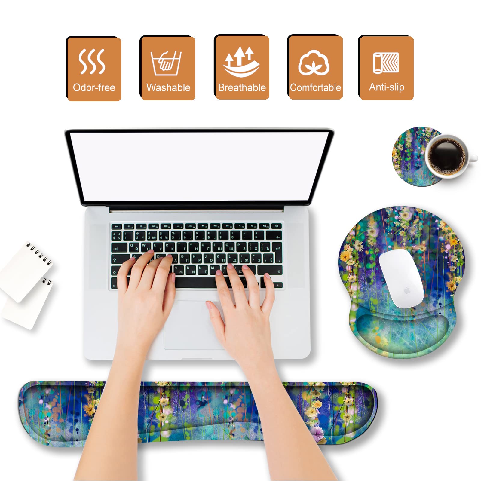ArtSo Mouse Pad Keyboard Wrist Rest Support Ergonomic, Upgraded Cushion Mousepad Gel Memory Foam
